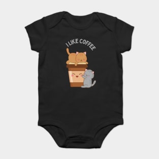 I like Coffee First Cute little cats I need coffee addict This Girl Runs On Caffeine And Sarcasm Baby Bodysuit